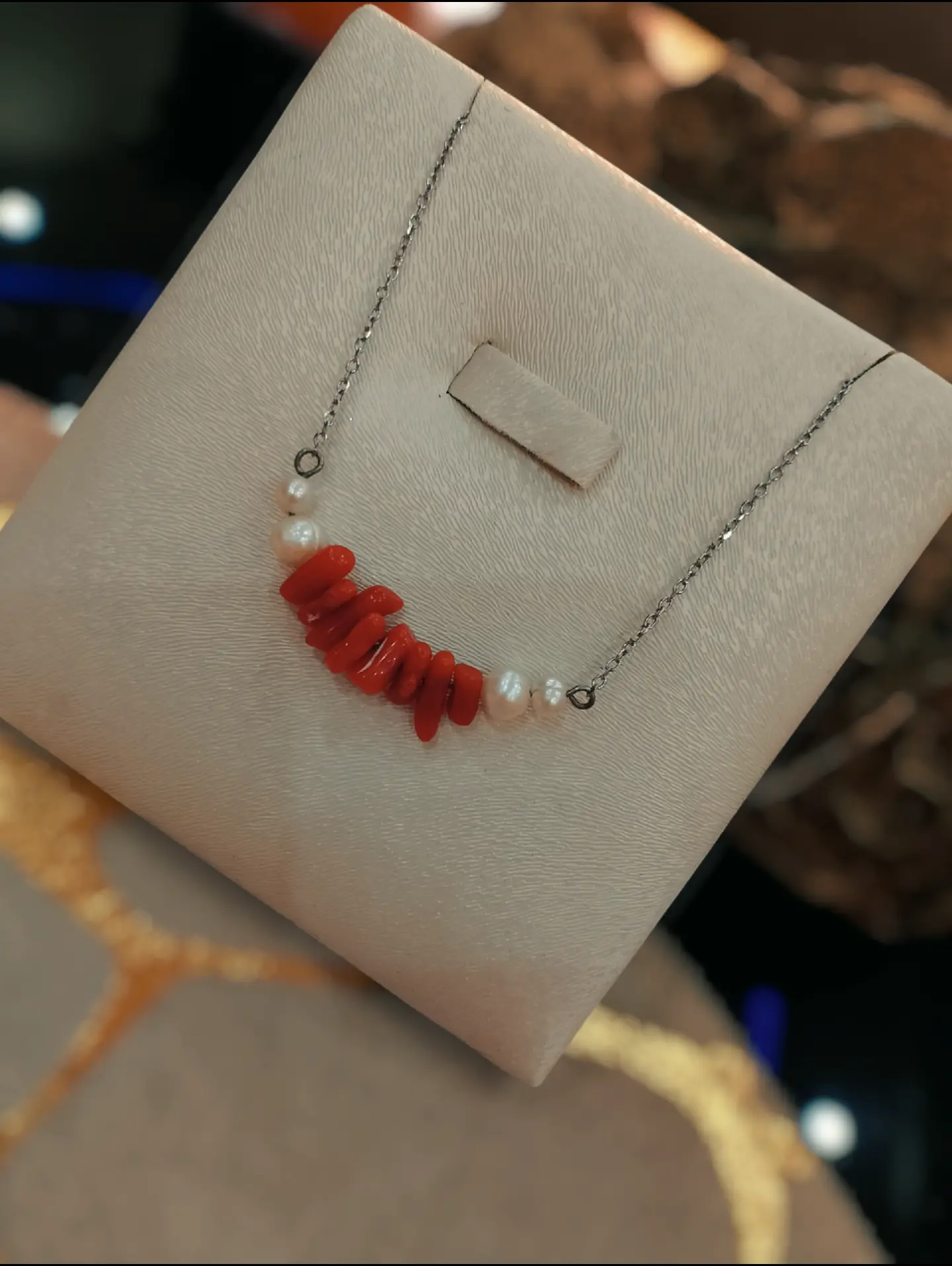 طقم ثنائي مرجان🪸 فضة وجوهر D-05