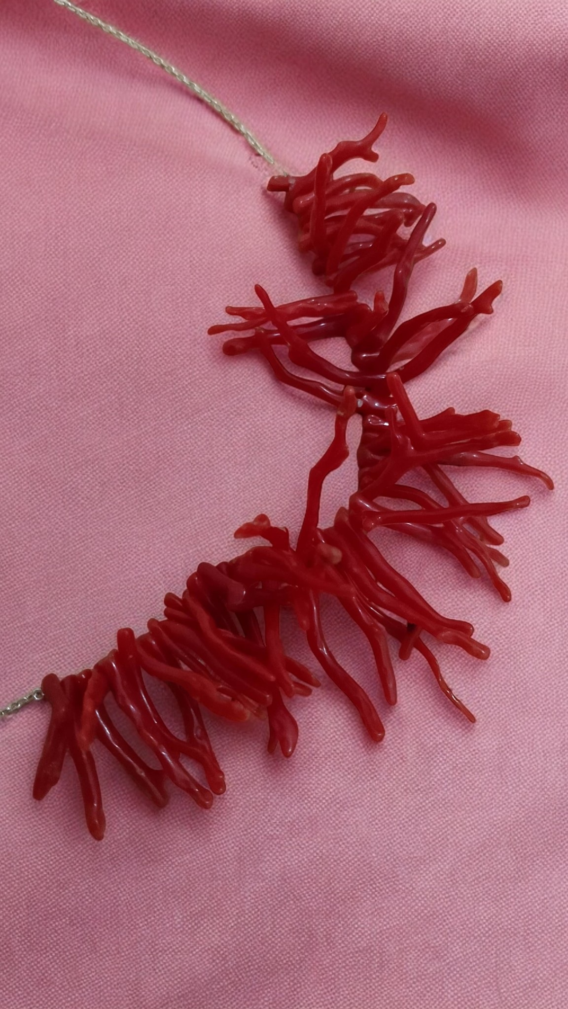 قلادة مرجان أحمر بالفضة الخالصة C-05 - miniature 2