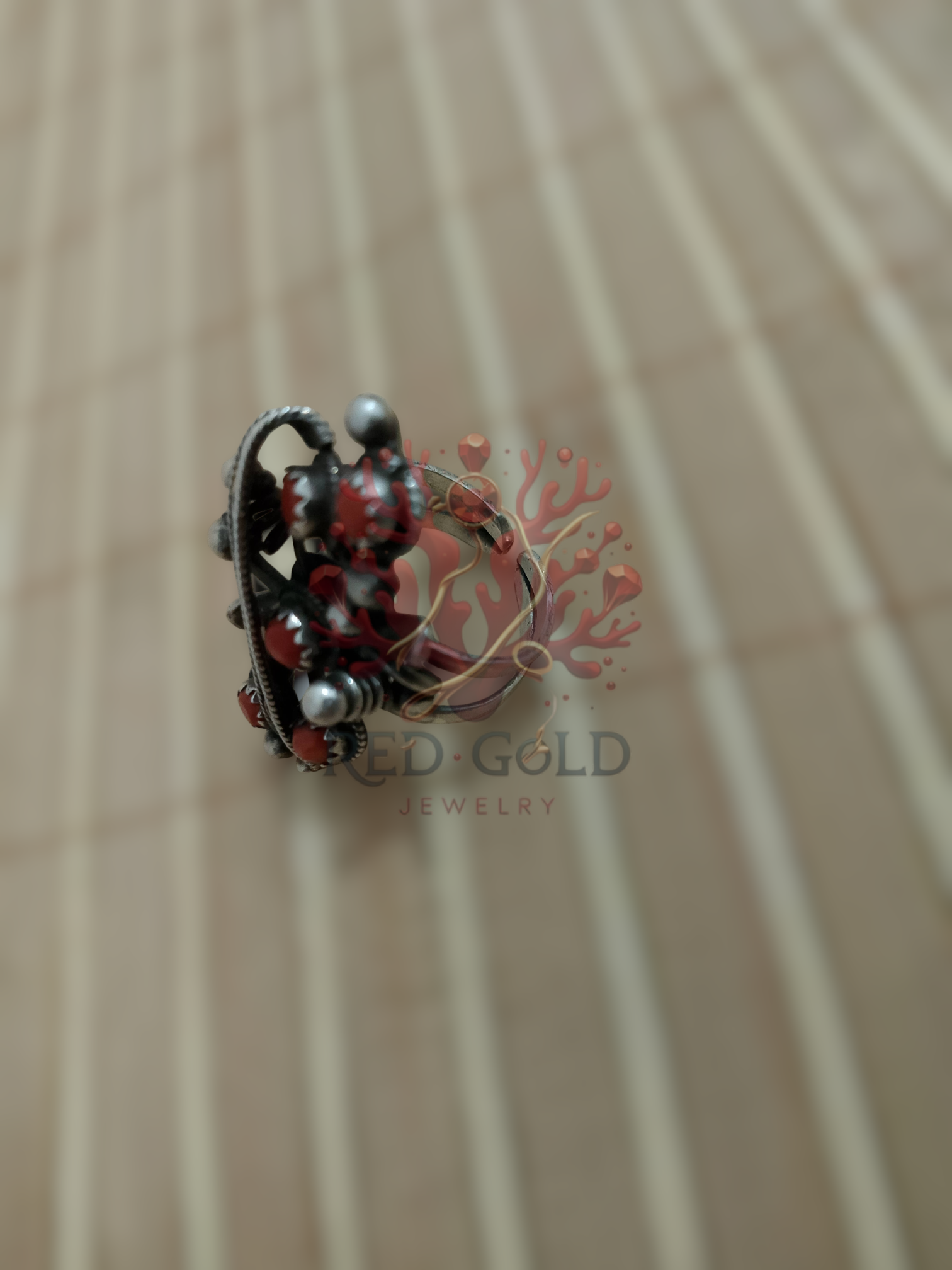 خاتم قباءلي فضة و مرجان BG-04 - miniature 4