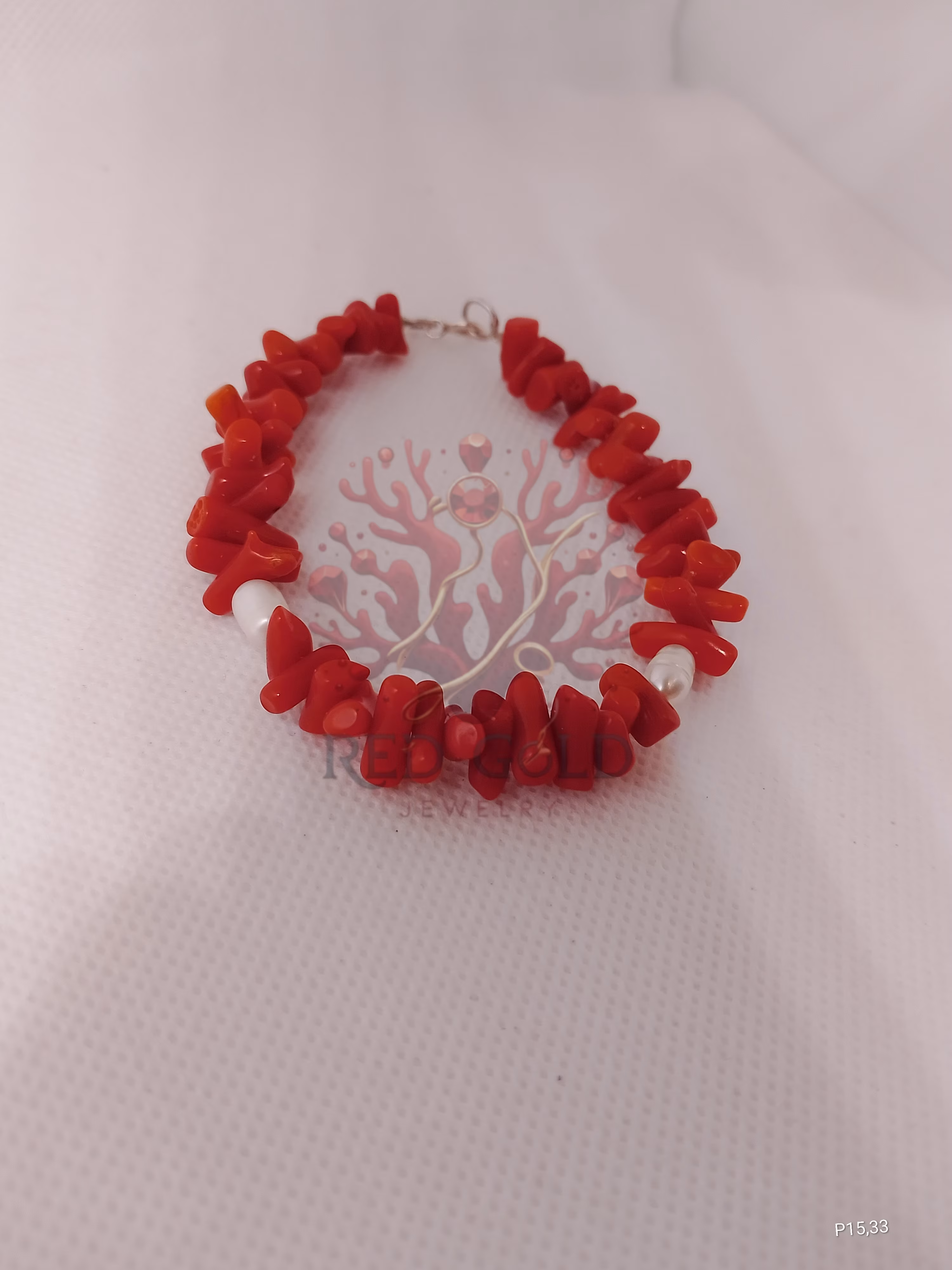 Bracelet en corail véritable et argent pur B-27 - miniature 4
