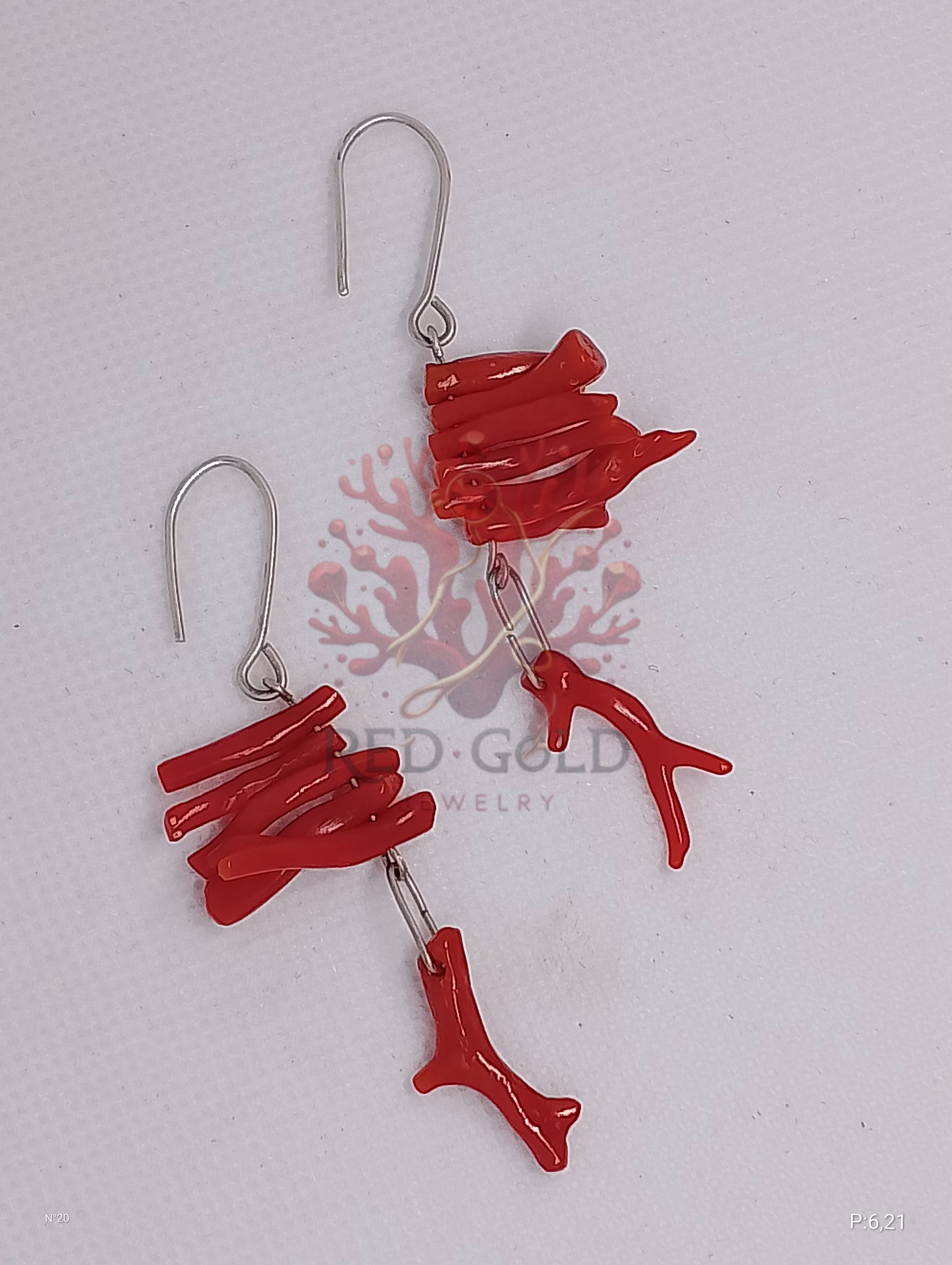 Boucles d'oreilles en argent et corail BC-08 - miniature 4
